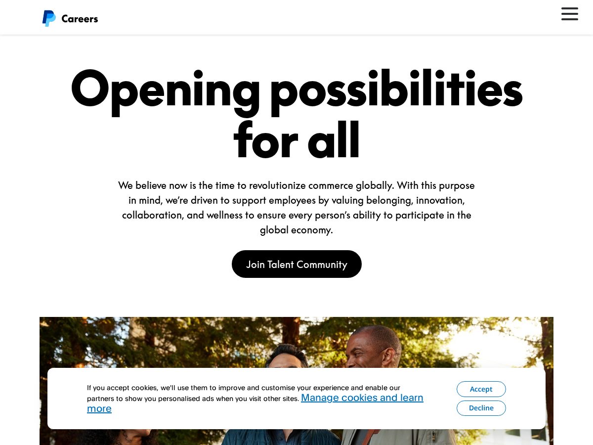 Landing-page snapshot of careerspaypal.com