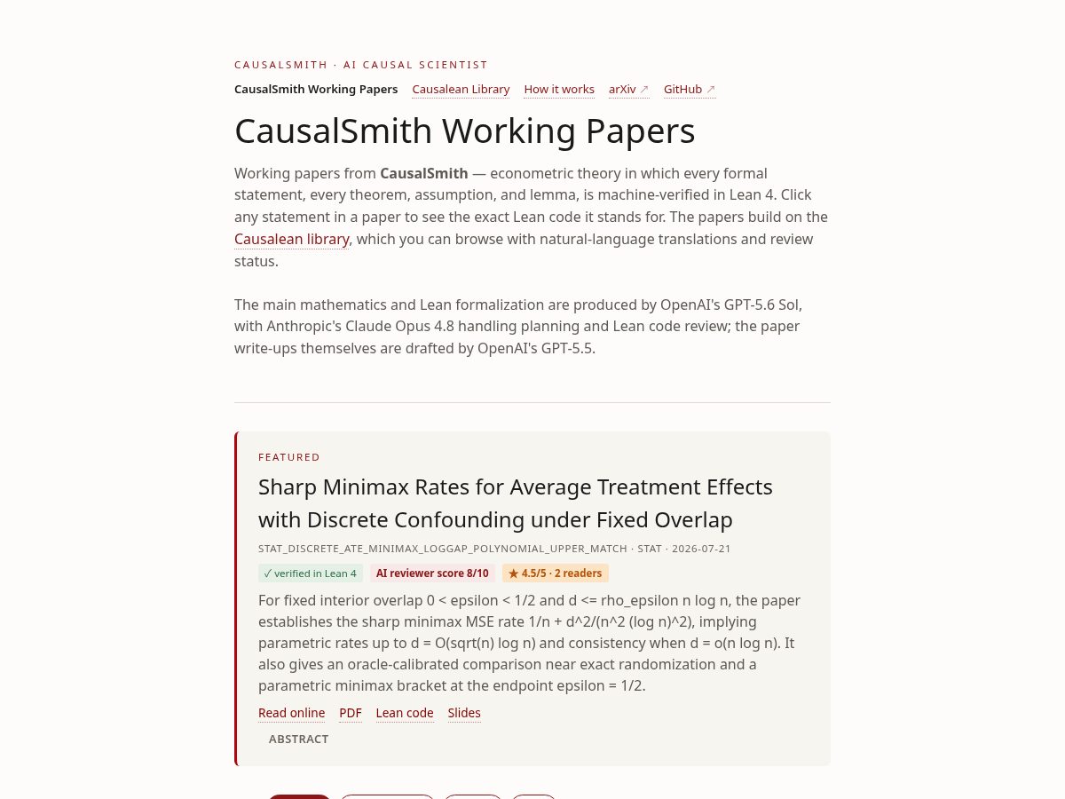 Landing-page snapshot of causalsmith.org
