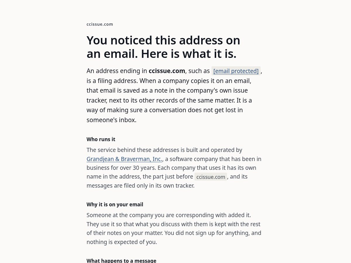 Landing-page snapshot of ccissue.com