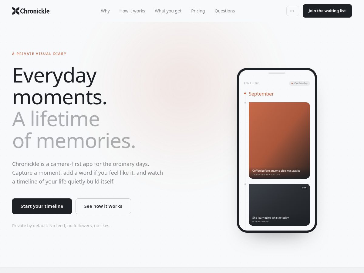Landing-page snapshot of chronickle.com