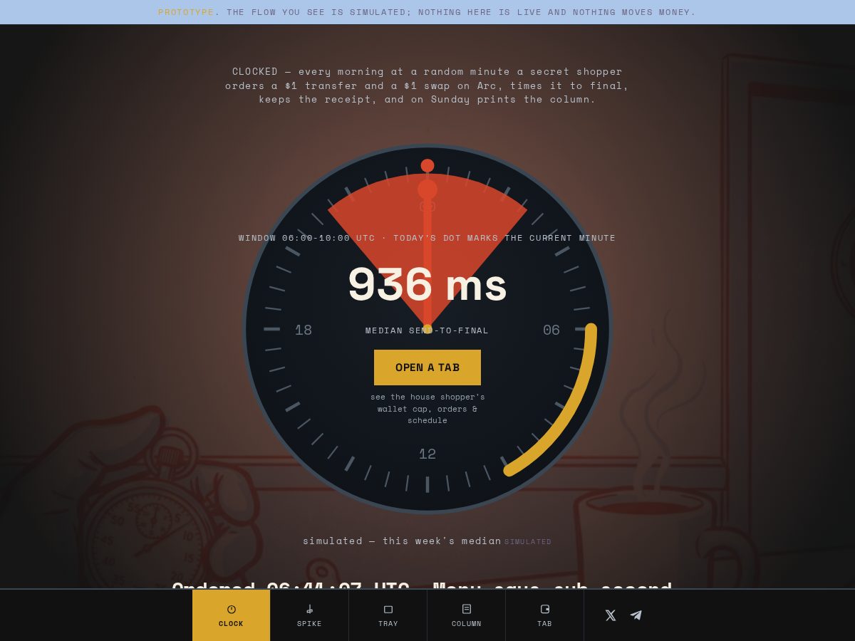 Landing-page snapshot of clockedonarc.xyz
