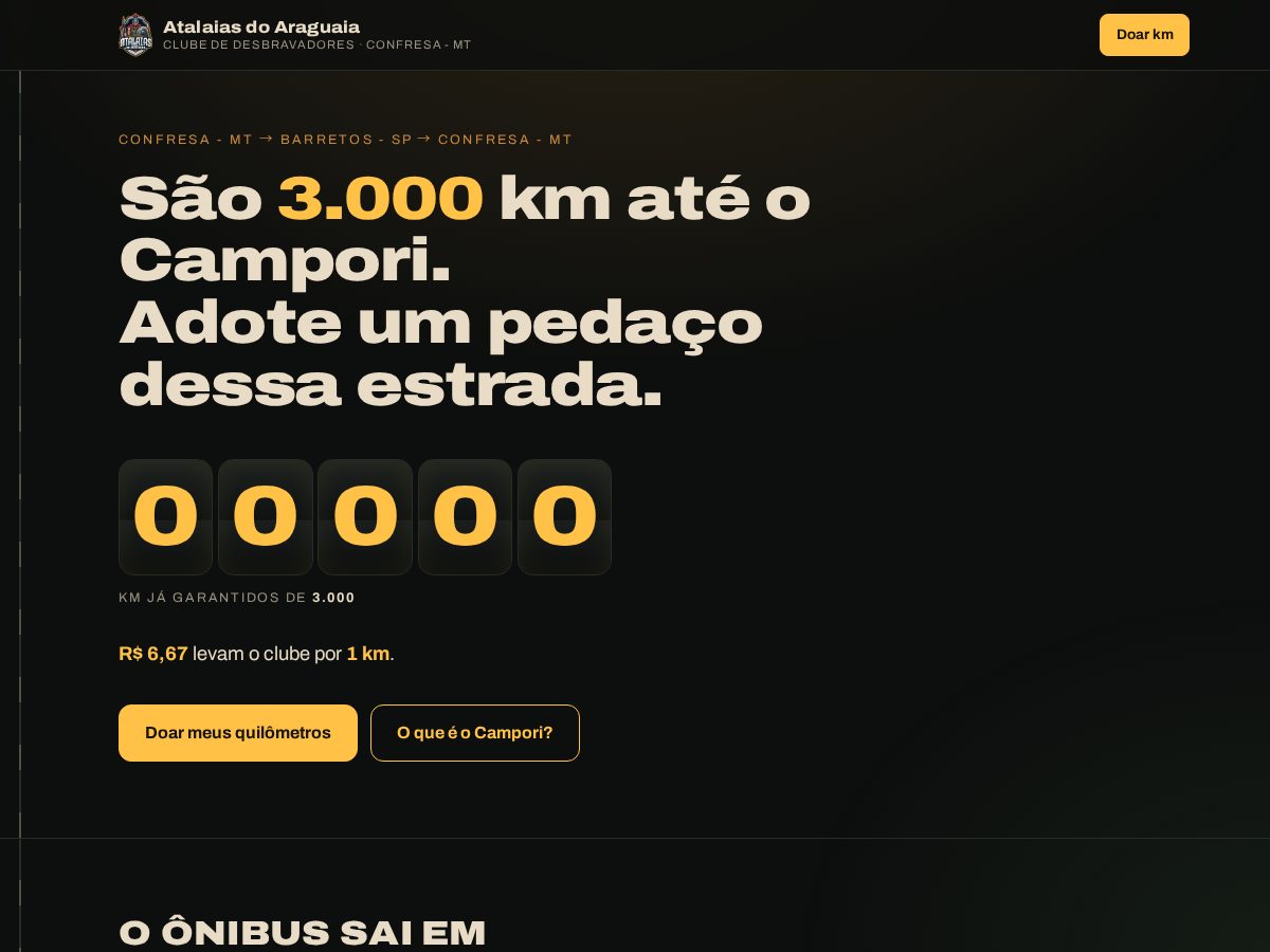 Landing-page snapshot of clubeatalaiasdoaraguaia.com