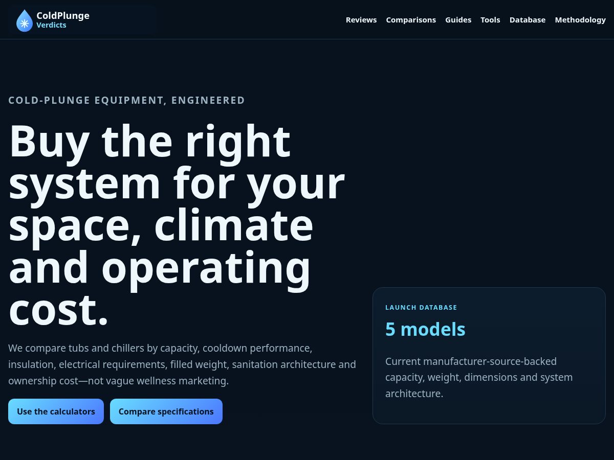Landing-page snapshot of coldplungeverdicts.com