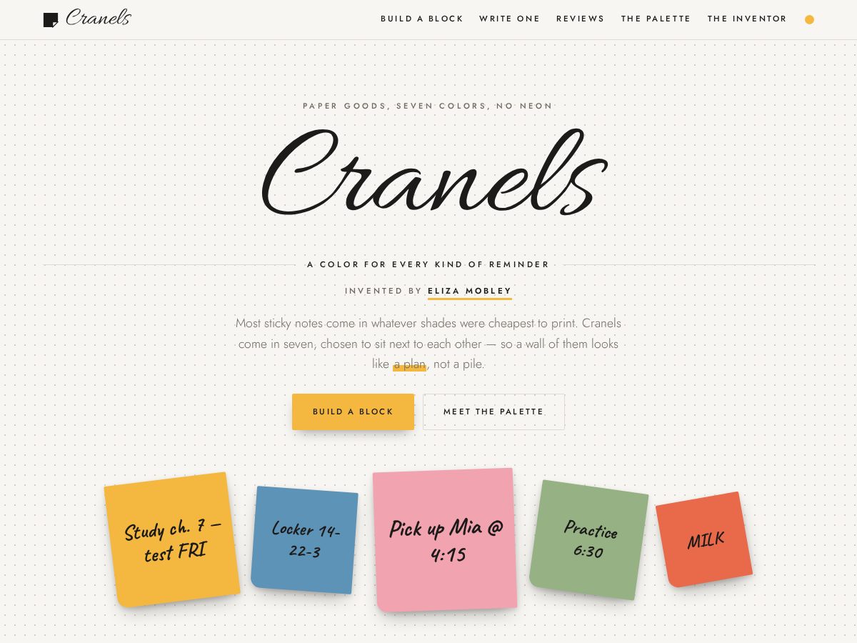 Landing-page snapshot of cranels.shop