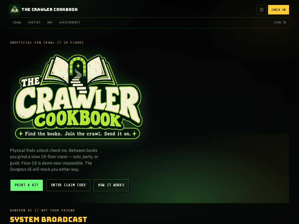 Landing-page snapshot of crawlercookbook.com