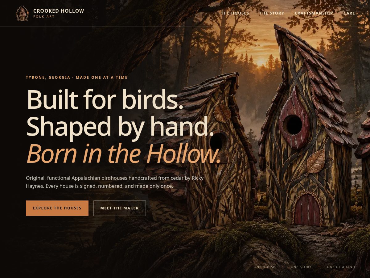 Landing-page snapshot of crookedhollowfolkart.com