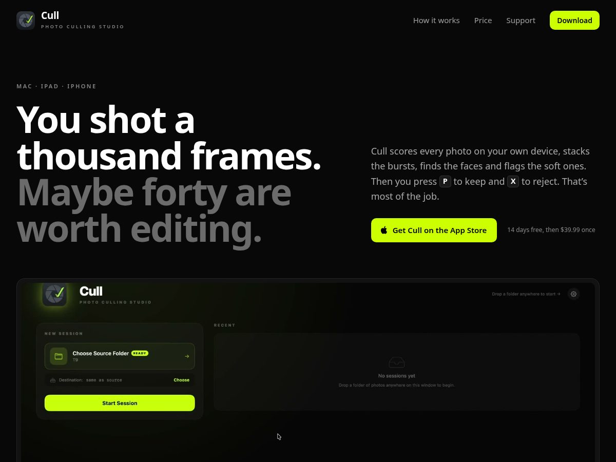 Landing-page snapshot of cullphotopicker.com