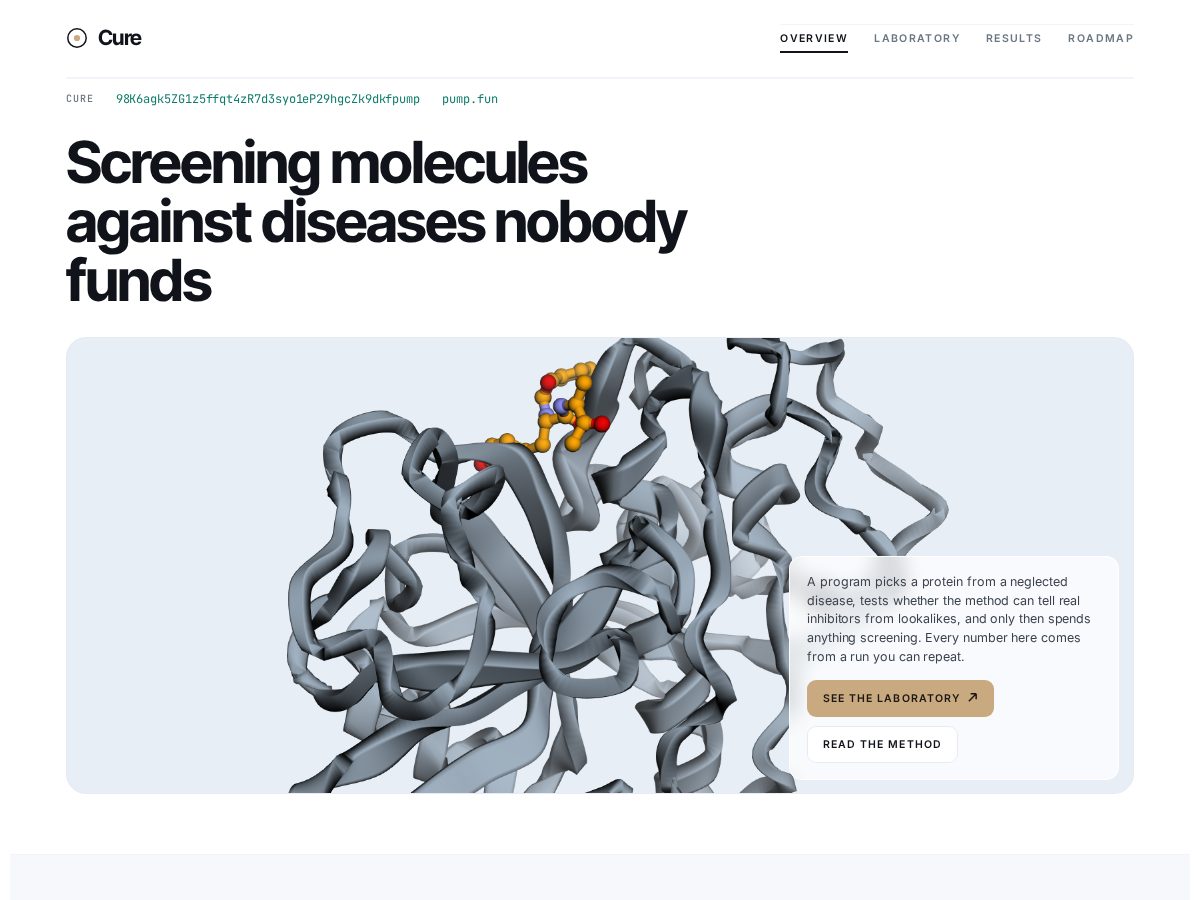 Landing-page snapshot of cure.codes