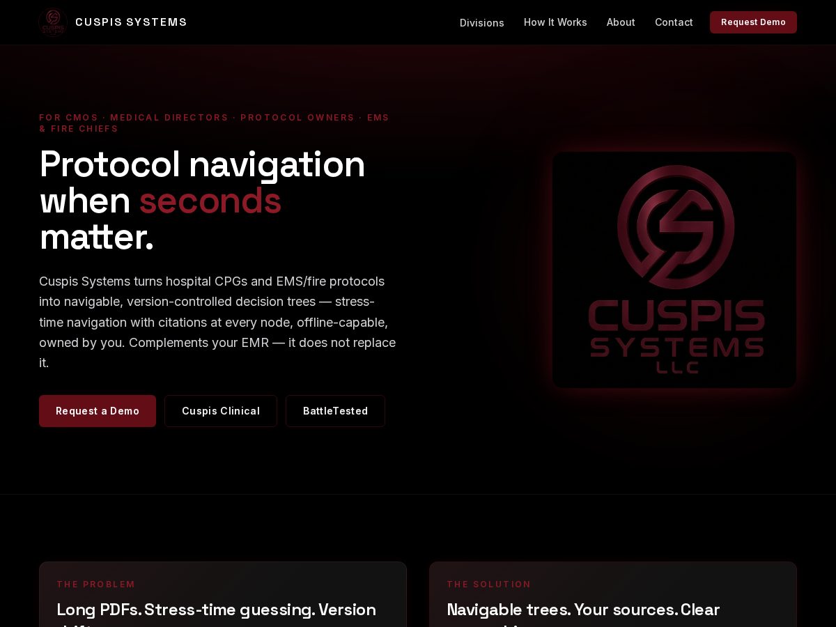 Landing-page snapshot of cuspis-systems.com