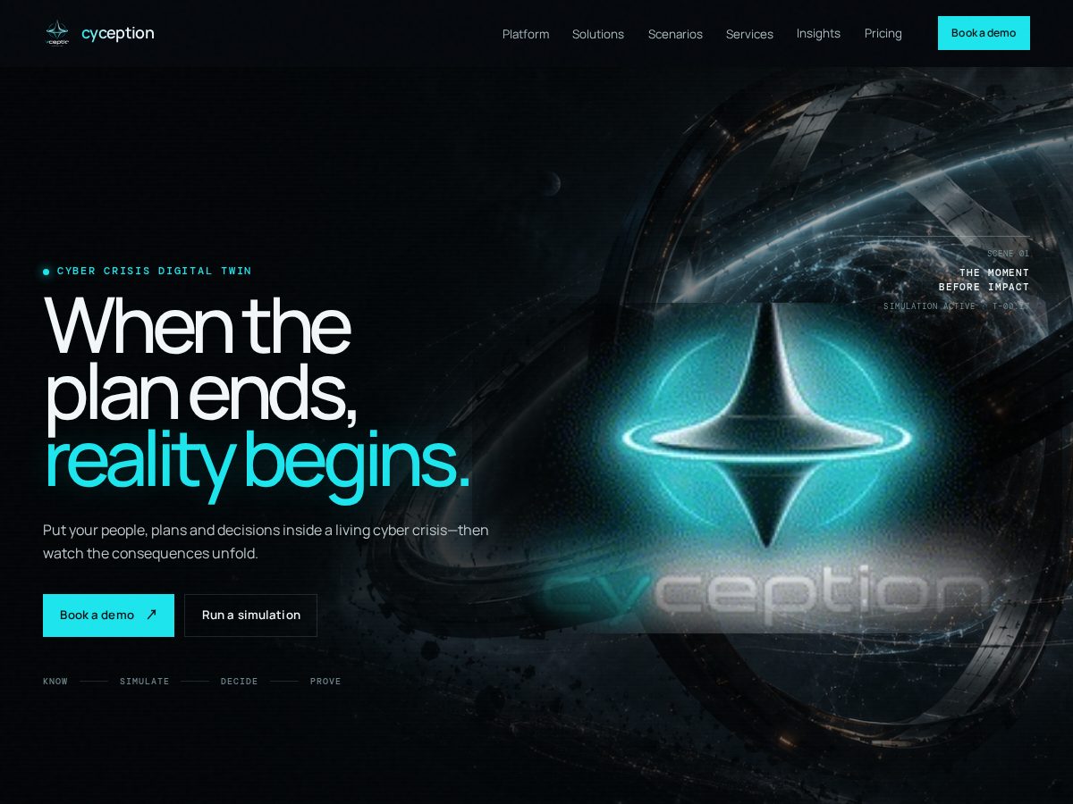Landing-page snapshot of cyception.com