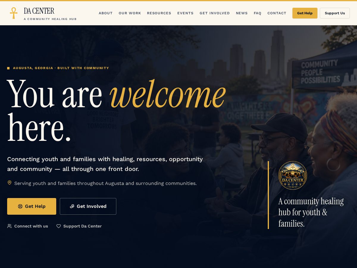 Landing-page snapshot of dacentersanctuary.org