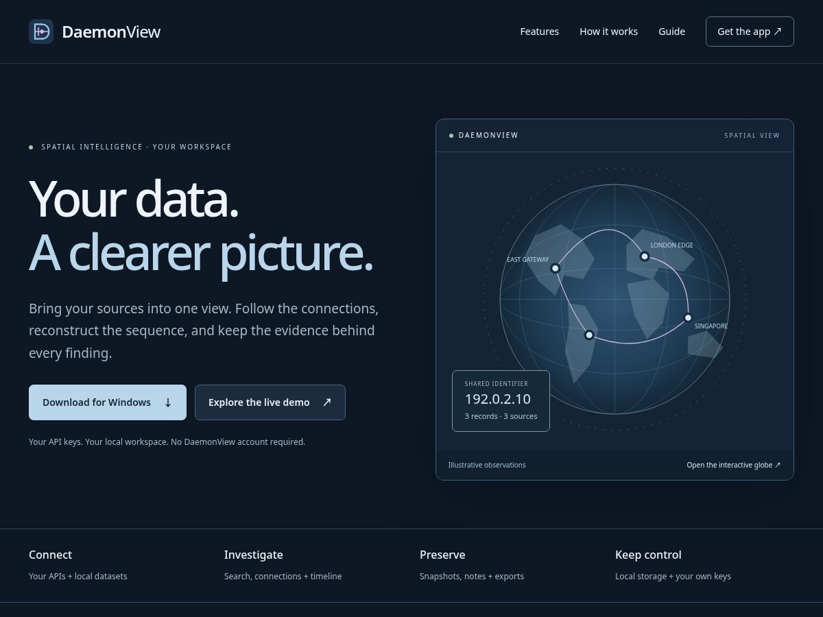 Landing-page snapshot of daemonview.com