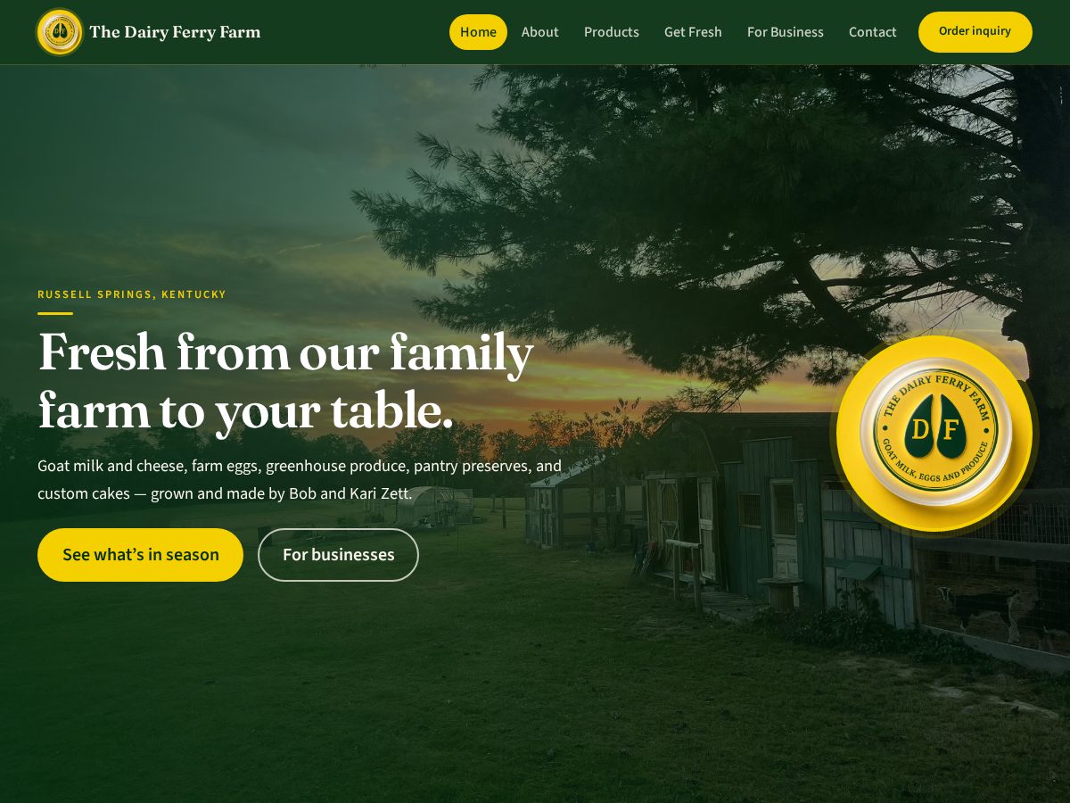 Landing-page snapshot of dairyferry.com