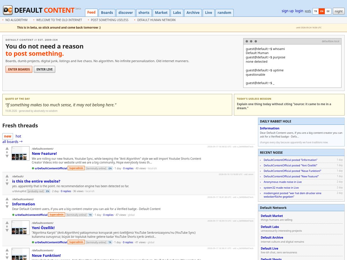 Landing-page snapshot of defaultcontent.net