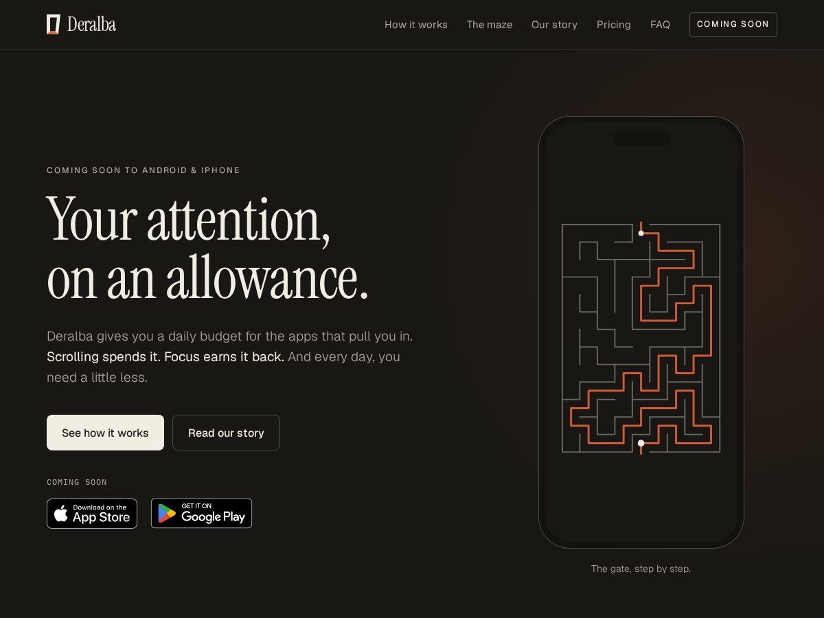 Landing-page snapshot of deralba.com