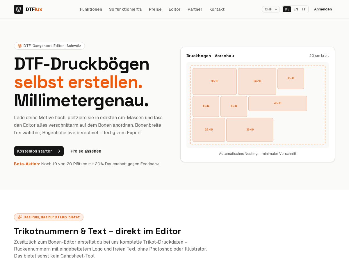 Landing-page snapshot of dtflux.com