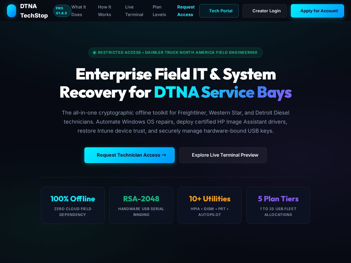 Landing-page snapshot of dtnatechstop.com