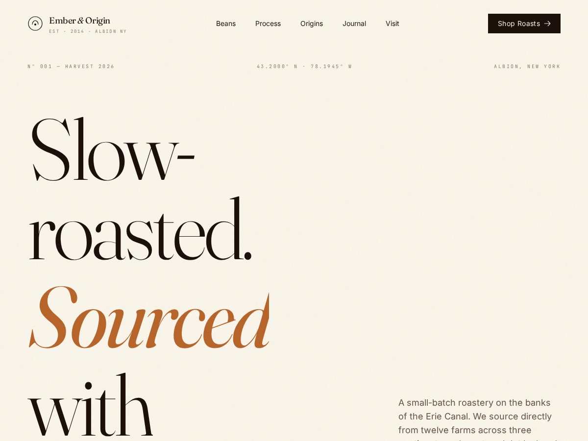 Landing-page snapshot of emberandorigin.online