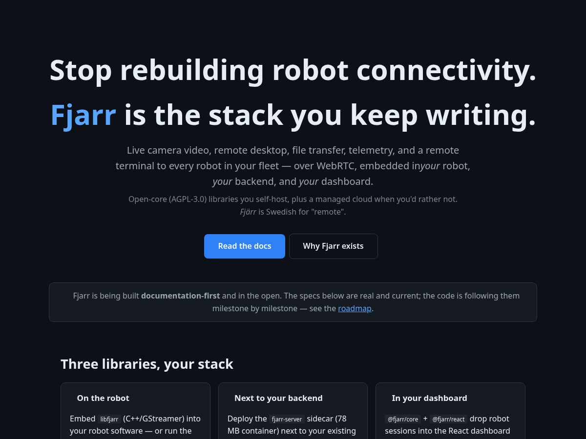 Landing-page snapshot of fjarr.dev