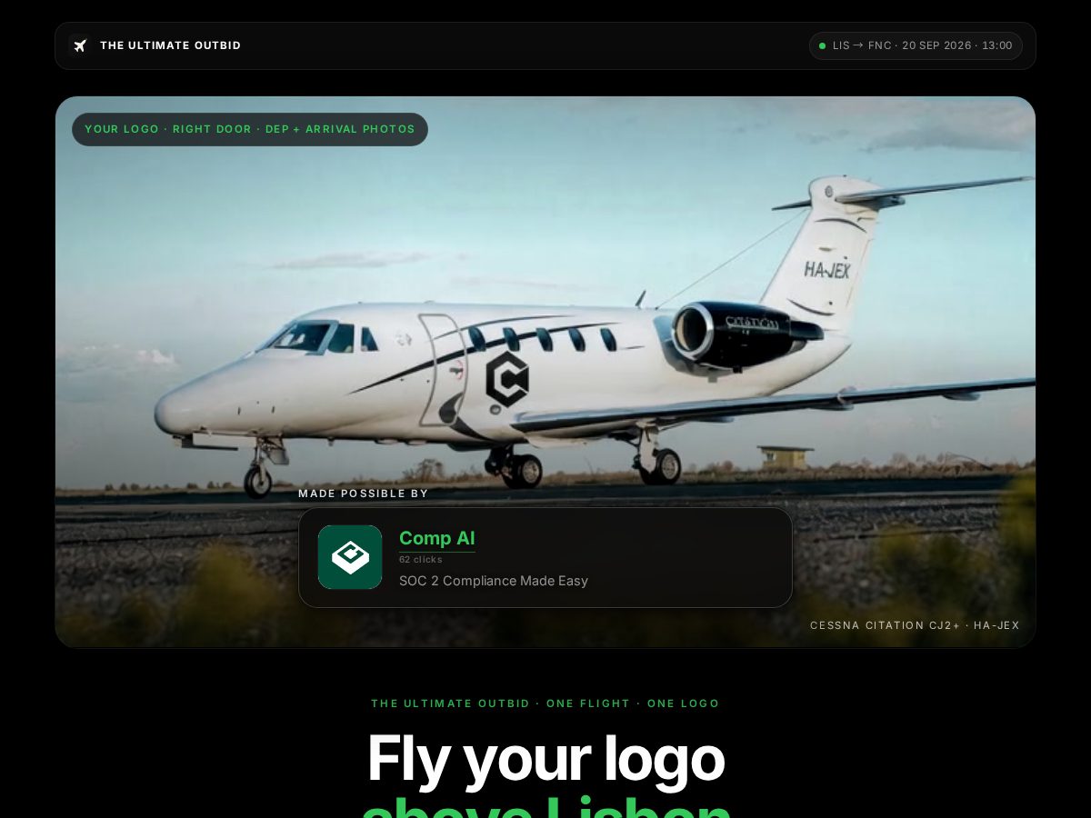 Landing-page snapshot of flyoutbid.com