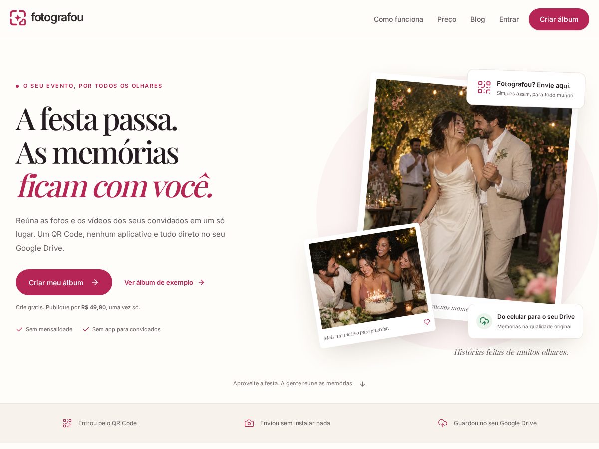 Landing-page snapshot of fotografou.com