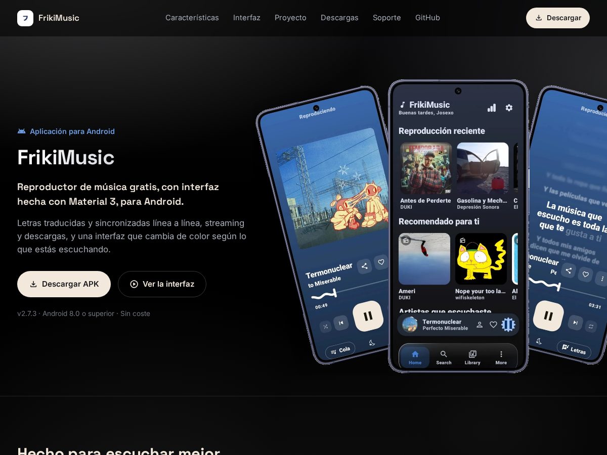 Landing-page snapshot of frikimusic.org