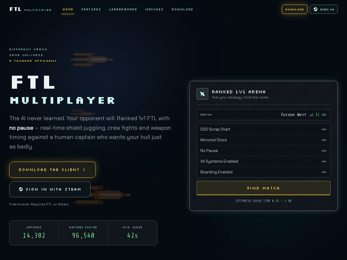 Landing-page snapshot of ftlmultiplayer.com