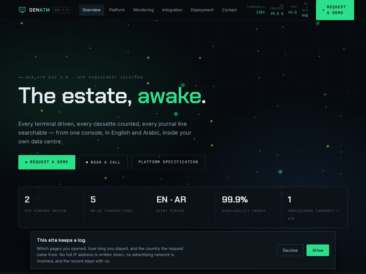 Landing-page snapshot of genatm.com