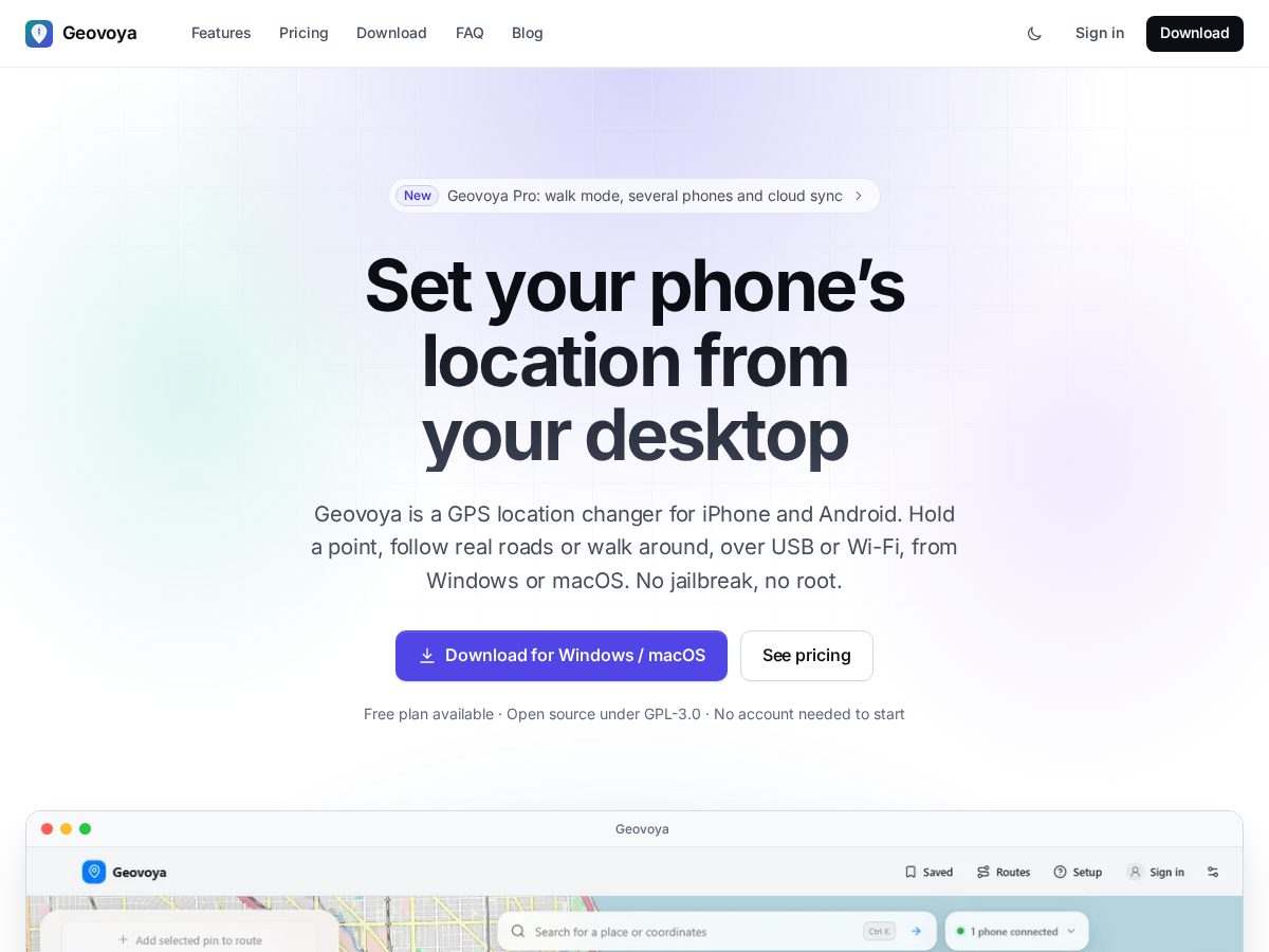 Landing-page snapshot of geovoya.com