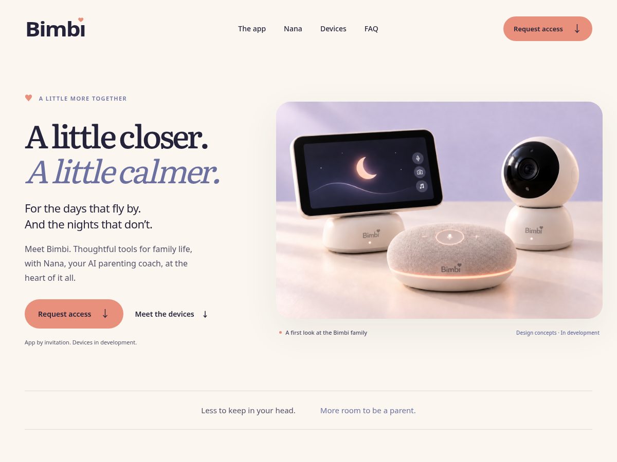 Landing-page snapshot of getbimbi.com