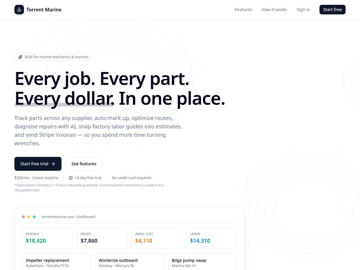 Landing-page snapshot of gettorrentmarine.com