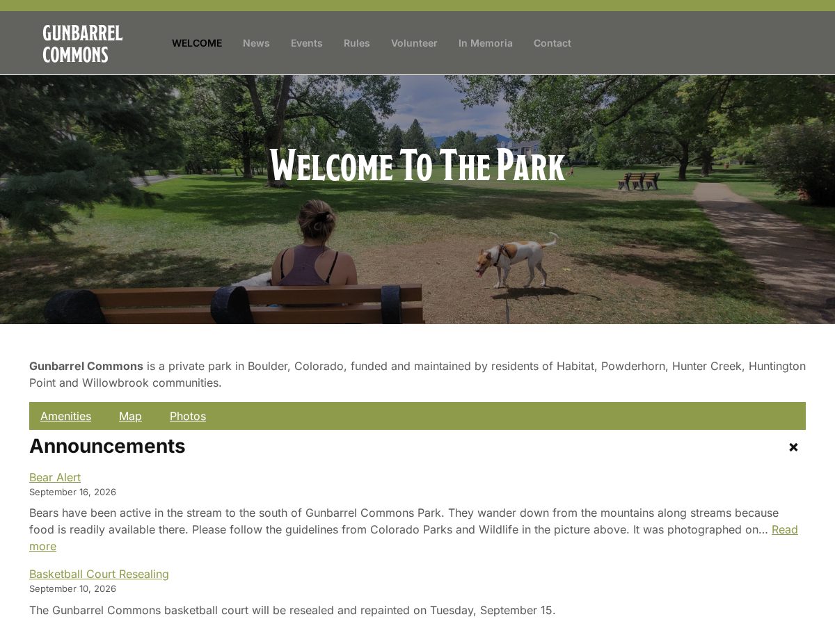 Landing-page snapshot of gunbarrelcommons.info