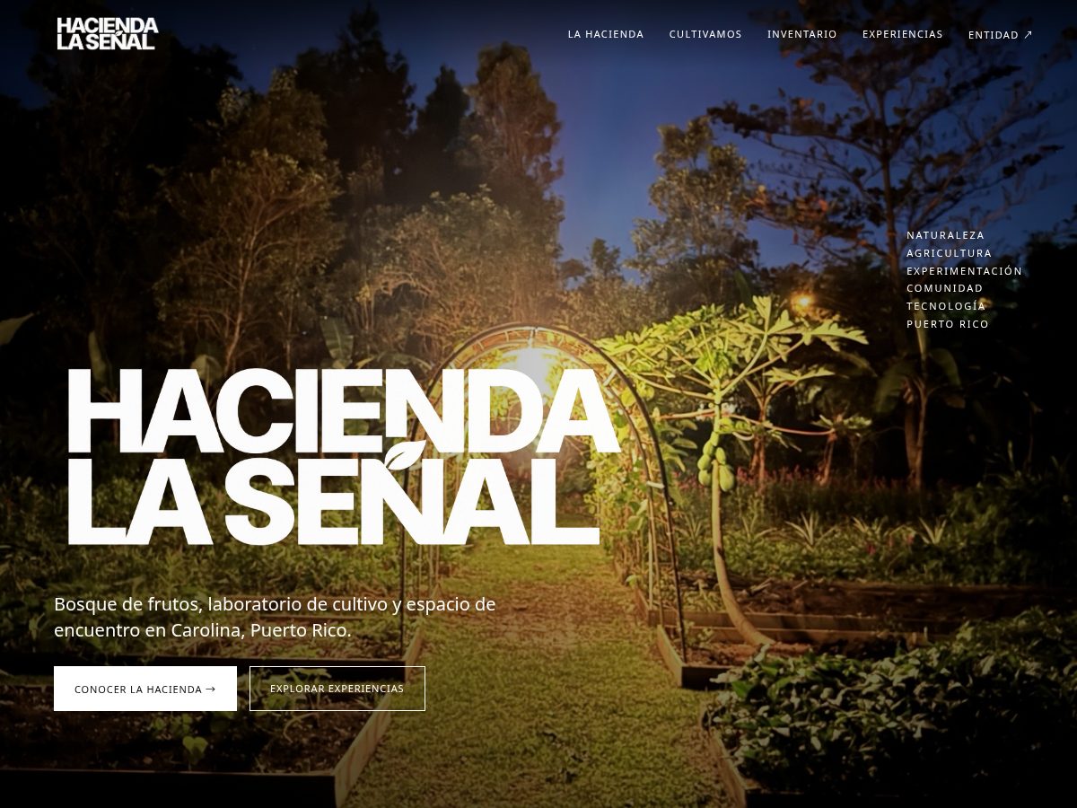 Landing-page snapshot of haciendalasenal.com