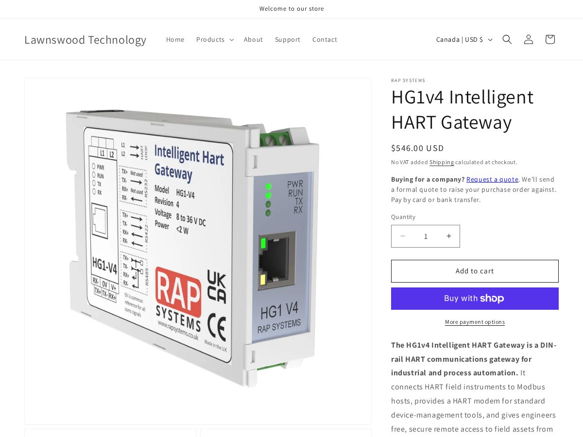 Landing-page snapshot of hartmodbus.com