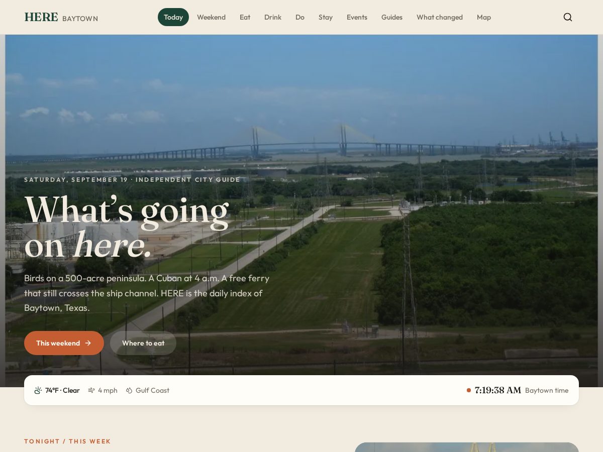 Landing-page snapshot of herebaytown.com