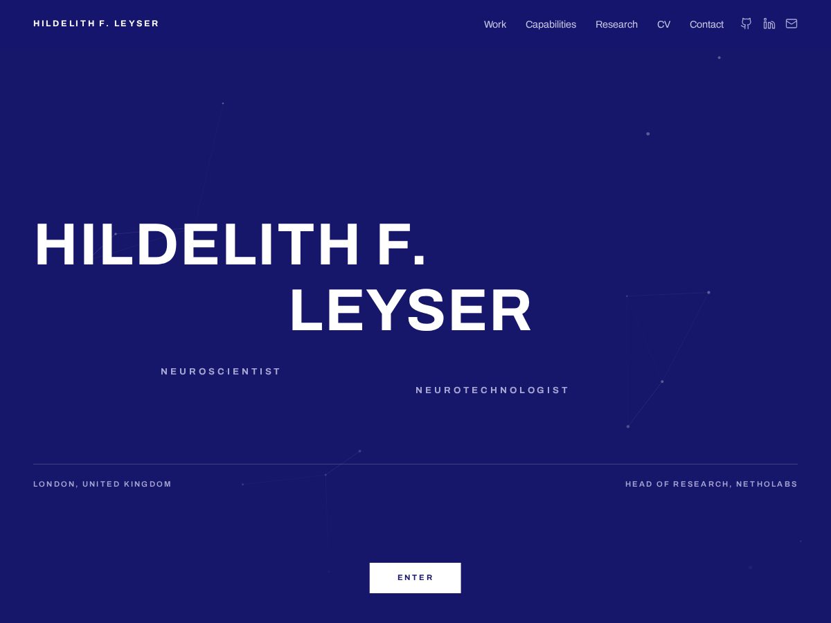 Landing-page snapshot of hildieleyser.com