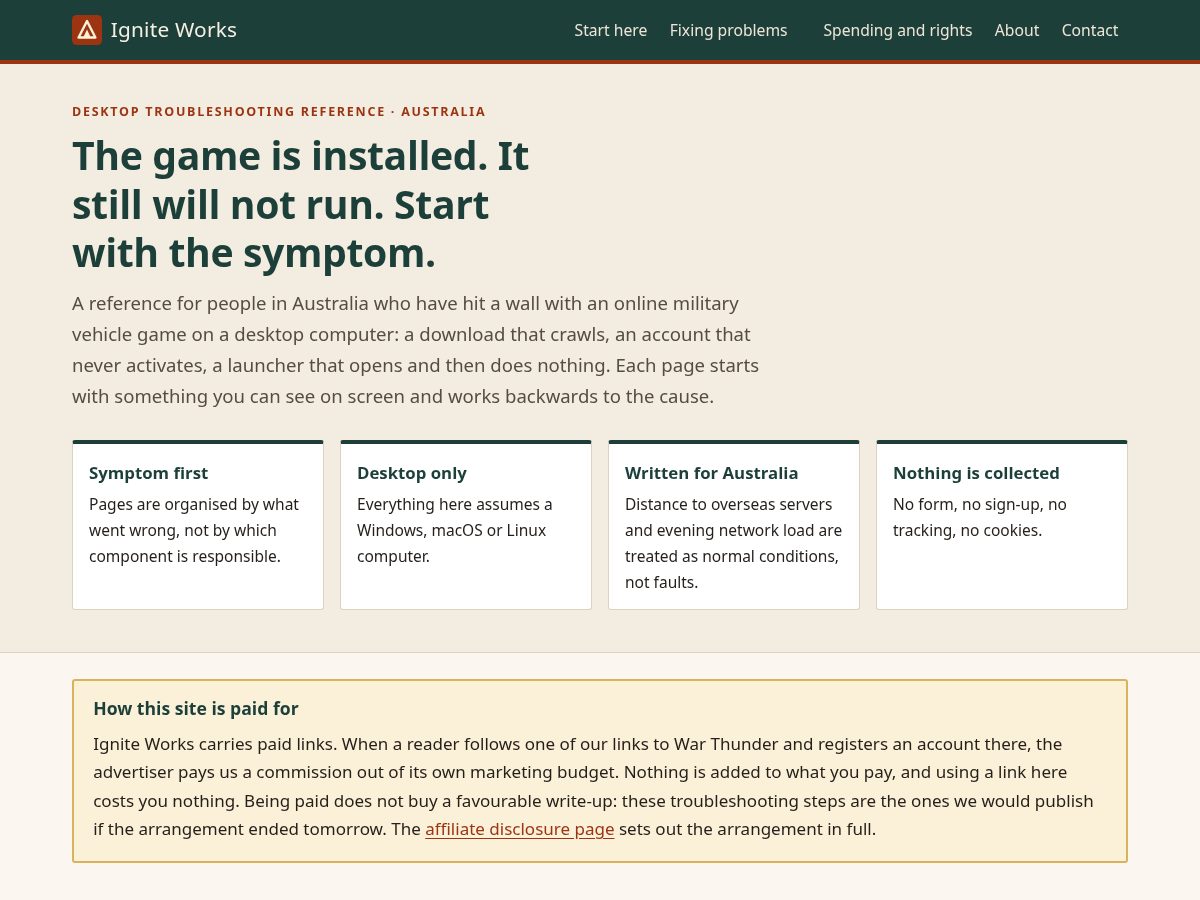 Landing-page snapshot of igniteworks.online