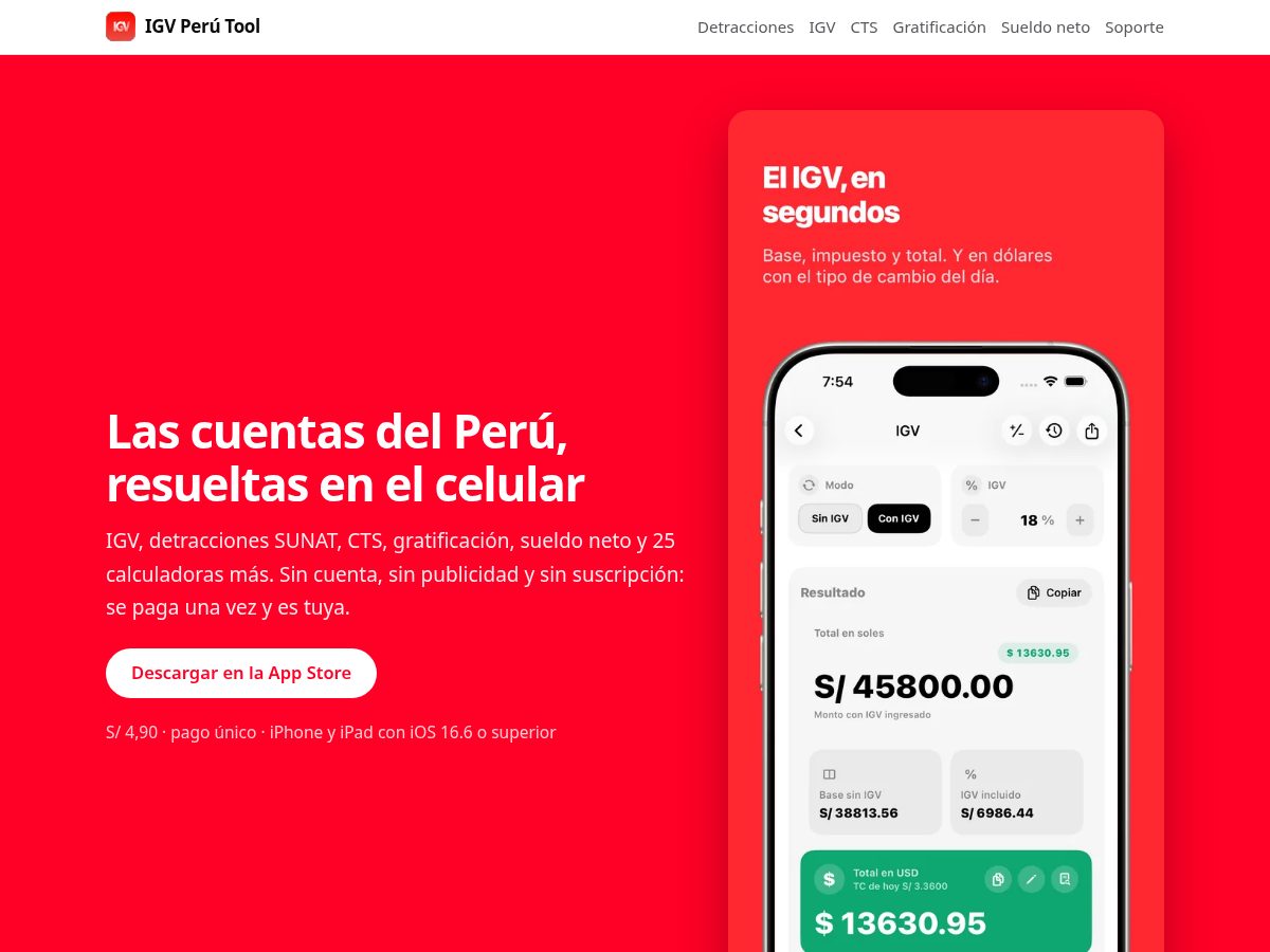 Landing-page snapshot of igvperutool.com