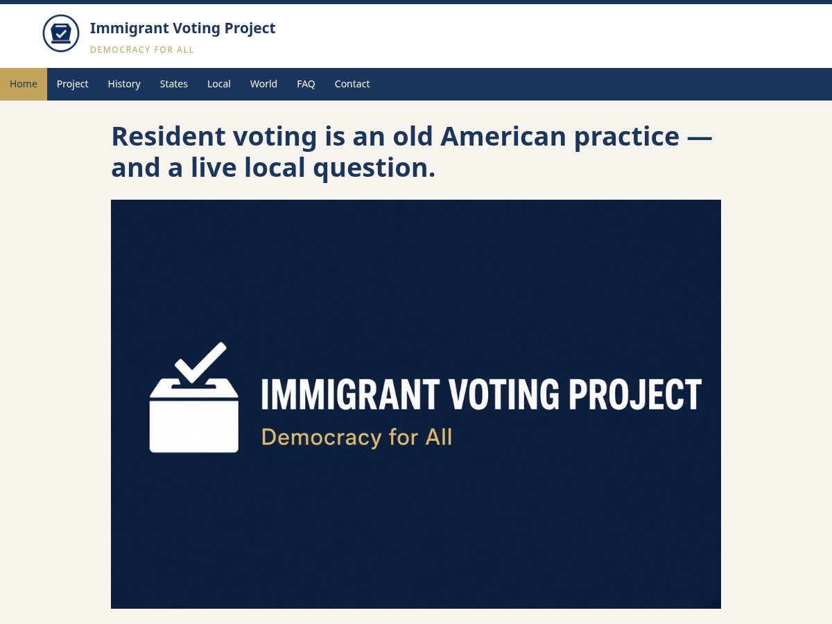 Landing-page snapshot of immigrantvoting.org
