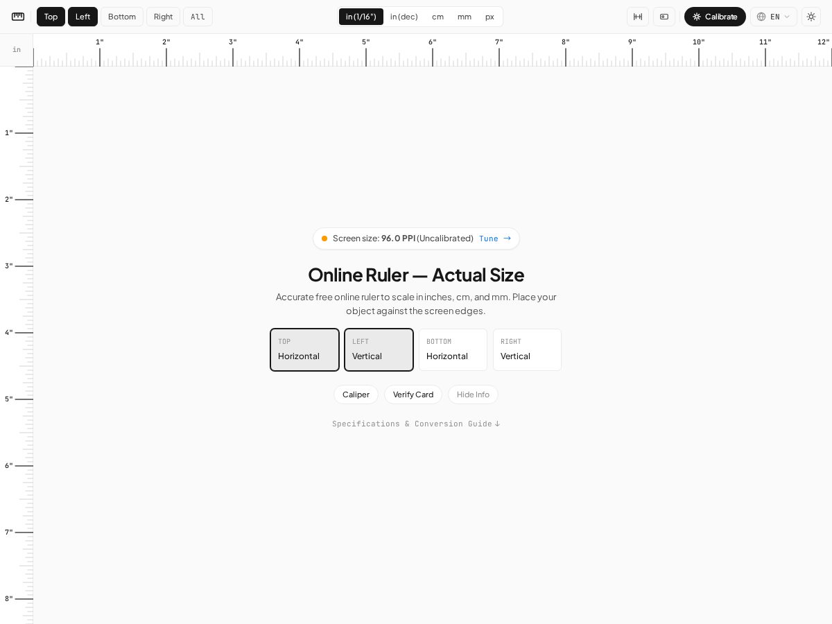 Landing-page snapshot of inchonlineruler.com