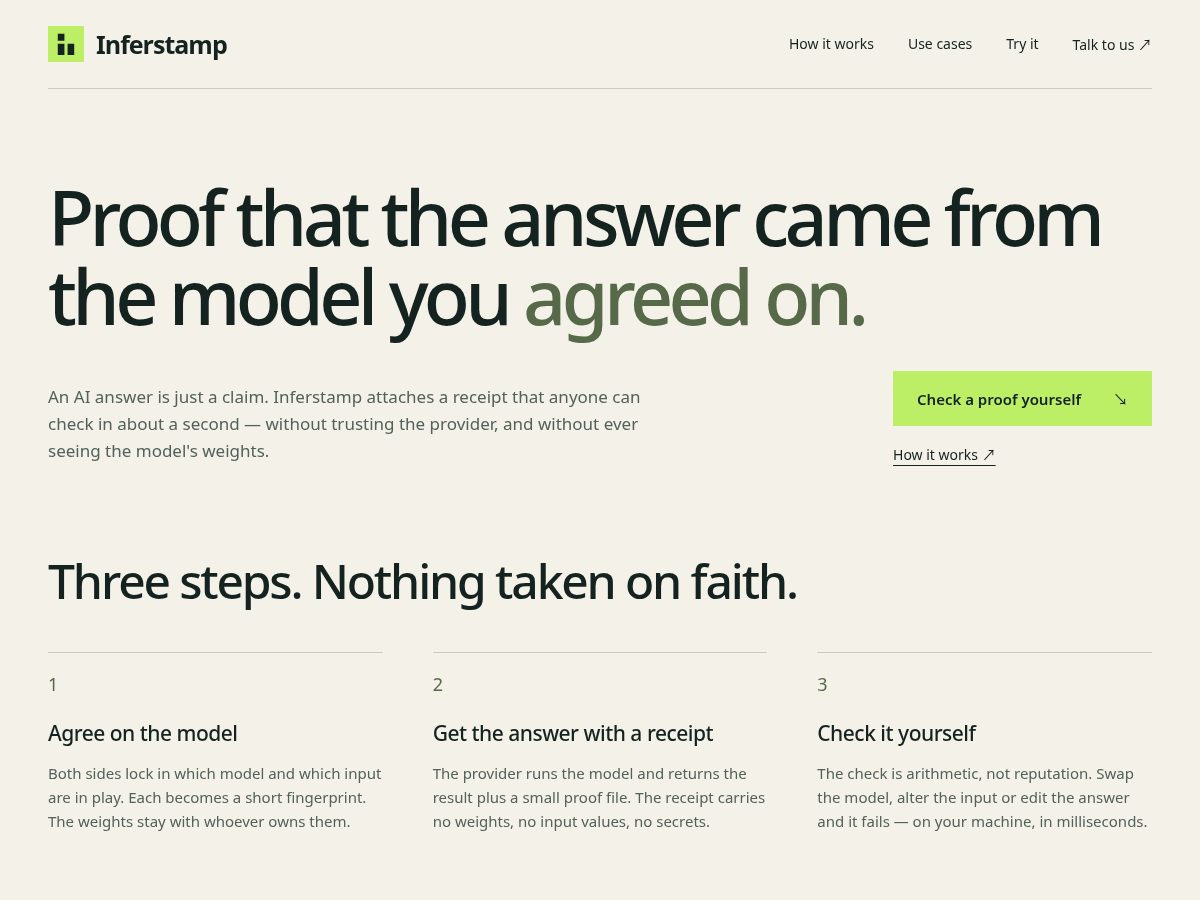 Landing-page snapshot of inferstamp.com