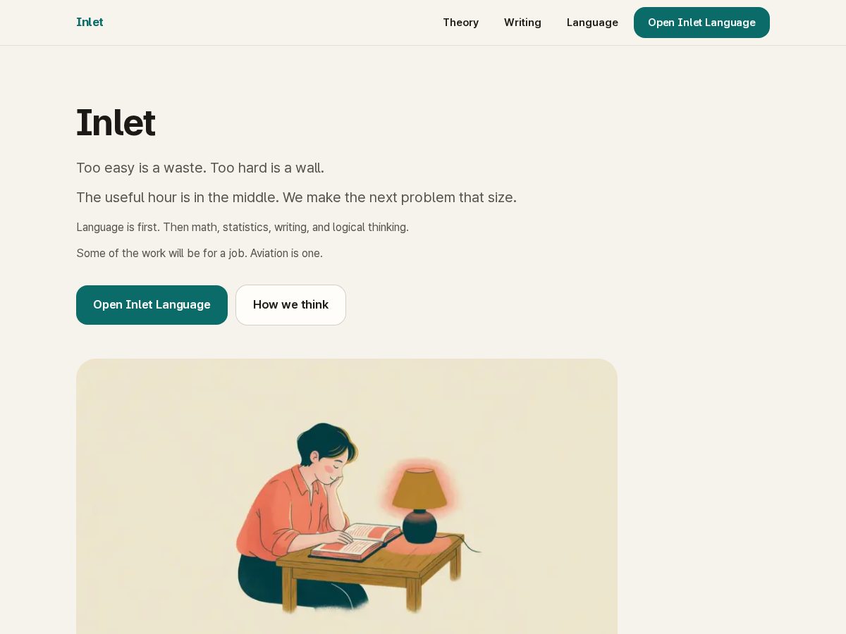 Landing-page snapshot of inlet.education