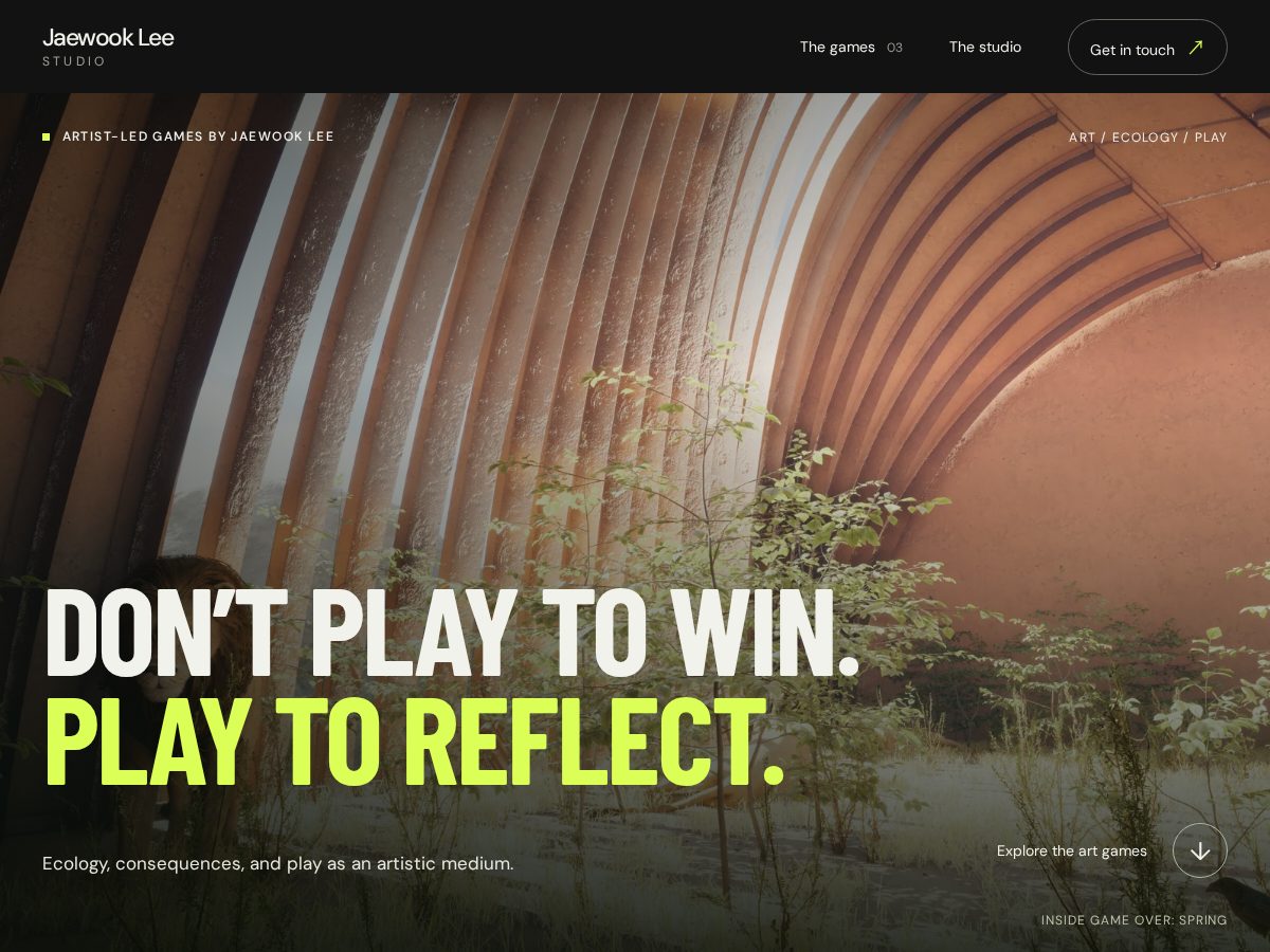 Landing-page snapshot of jaewookleestudio.com