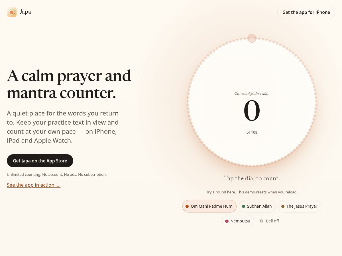 Landing-page snapshot of japa.life