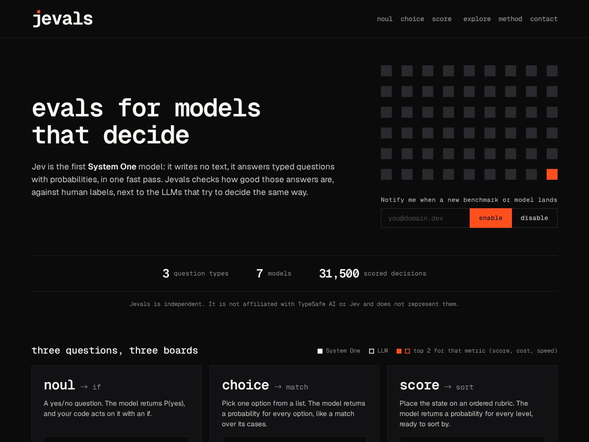 Landing-page snapshot of jevevals.com