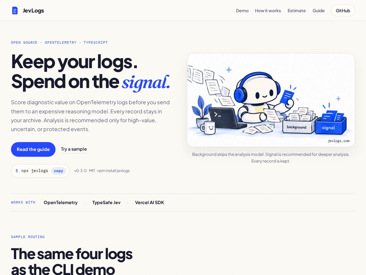 Landing-page snapshot of jevlogs.com