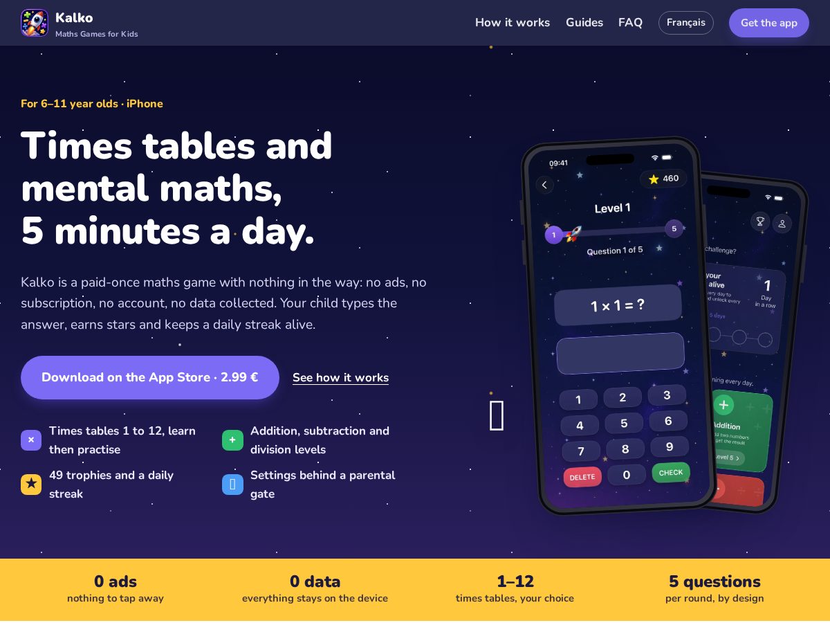 Landing-page snapshot of kalkomaths.com