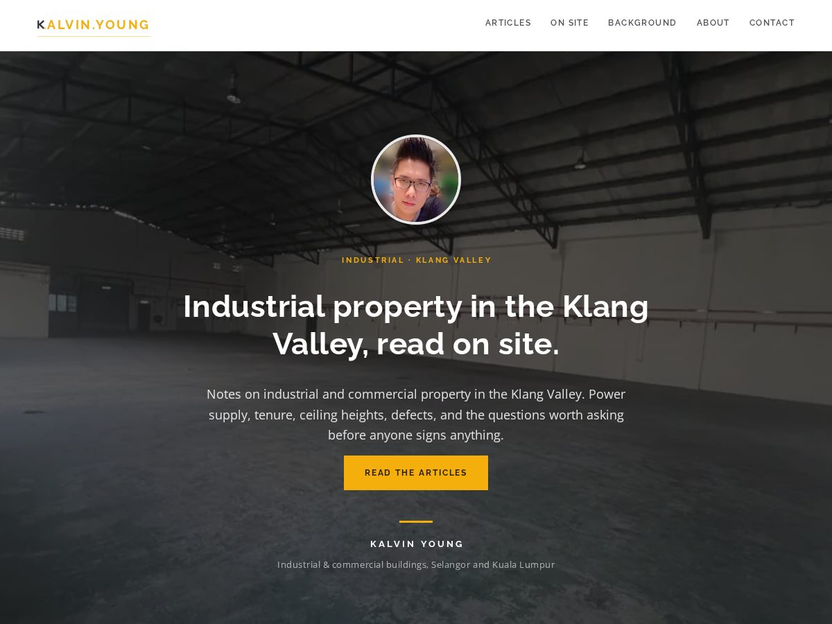 Landing-page snapshot of kalvinyoung.com