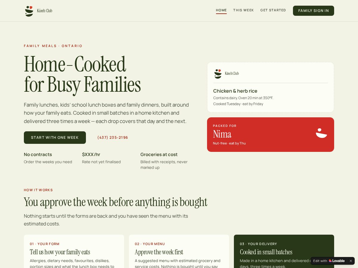 Landing-page snapshot of kasehclub.com