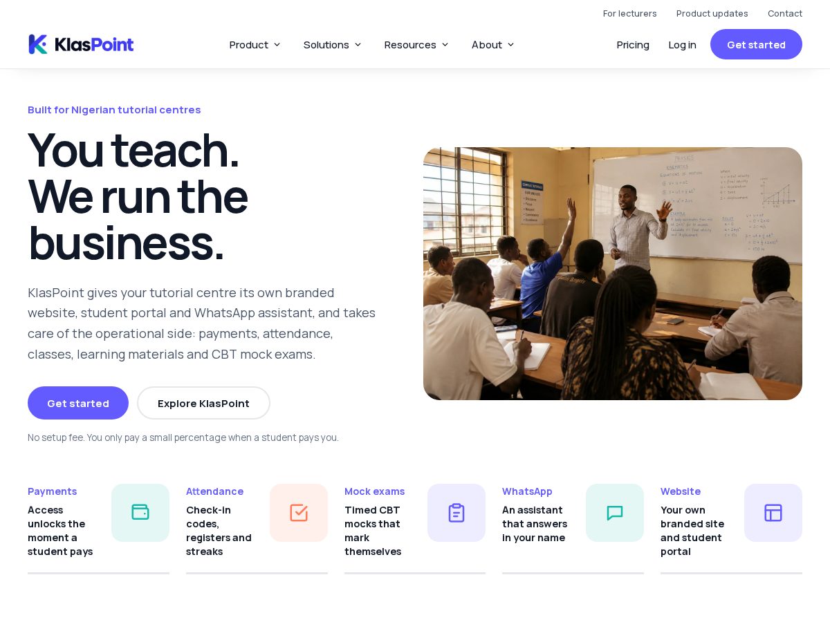 Landing-page snapshot of klaspoint.com